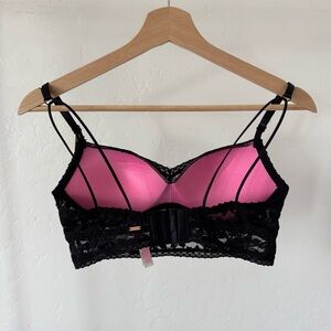 NWT Victoria Secret Pink Push Up Black and Pink Lace Bralette Small